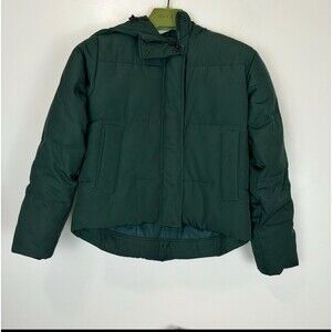 Everlane The Renew Cropped Puffer Jacket Dark Green Size XXS Minimalist Wardrobe